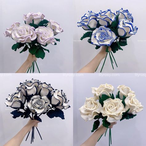 Morning guys,l wanna show you what l have finished recently, a custom order from my dear client, a bunch of different color roses, which color do you prefer? All the flowers use the same patterns-chanel rose pattern which you can find in my shop, link in bio Change the yarn color of last row, you can get different vibes roses❤️❤️，just try it❤️❤️ #preservedflowers #crochetbouquetflower #giftforher #weddingflowers #weddingbouquet #handmadegifts #customgifts #tuilp #sunflower #rose #homedecor #c... Chanel Rose Crochet, Different Color Roses, Crochet Bouquets, Chanel Rose, Different Vibes, Color Roses, Crochet Tutorial Pattern, Crochet Shoes Pattern, Shoes Pattern