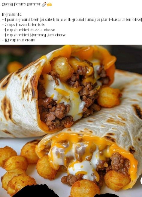 Potato Burritos, Potato Burrito, Frozen Tater Tots, Nigella Lawson Recipes, Mexican Meals, Cheesy Potato, Burritos Recipe, Homemade Tortillas, Fast Dinners