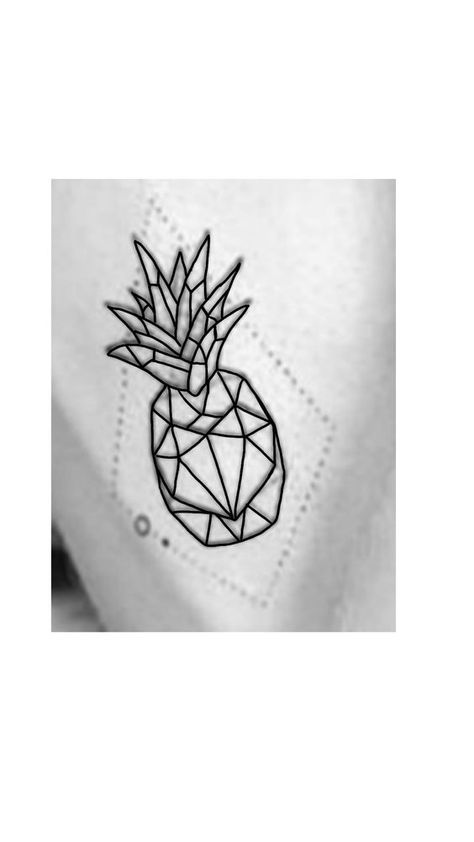 Pineapple Tattoo Design, Pinapple Tattoos, Tattoos Pequeños, Geometric Heart Tattoo, Tattoo Universe, Tattoo In Memory, Watercolor Butterfly Tattoo, Contemporary Tattoo, Pineapple Drawing