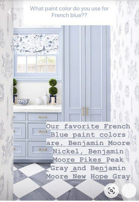 Powder Blue Bathroom Paint, 2 Tone Built In Cabinets, Light Blue Accent Wall Bathroom, French Blue Mudroom, Caitlin Wilson Paint Colors, Sherwin Williams Periwinkle Paint Colors, Grandmillenial Style Paint Colors, French Blue Furniture Paint, Florida Coastal Interior Design