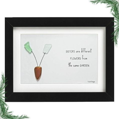 Beautiful Sisters Sea Glass Art | Sister gift | Sister Art | Sea Glass Art | Wall Art | Beach Glass Art | Home Art Sisters Are Different Flowers, Sister Art, Coastal Crafts, Sea Glass Colors, Sisters Art, Beach Glass Art, Gift Sister, Art Sea, Art Beach