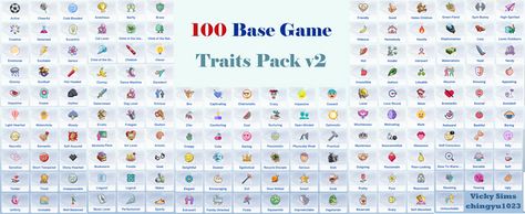 100 Base Game Traits Pack v2 | Vicky Sims (chingyu1023) on Patreon 100 Base Game Traits, Sims Traits, Sims 4 Traits, Sims 4 Game Mods, Sims 4 Gameplay, New Mods, Sims Four, Sims4 Clothes, Best Sims