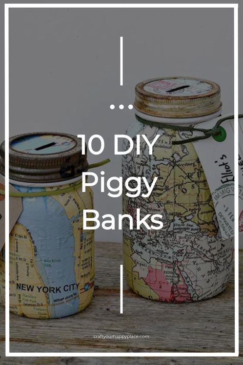 These DIY piggy banks are a fun way to save money. Getting your kids involved in making their own piggy banks is an excellent way to teach them the value of saving and earning money. Jar Banks Ideas, Diy Savings Jar, Diy Piggy Bank Ideas For Adults, Diy Piggy Bank For Kids, Savings Jar Diy, Homemade Piggy Banks, Cute Piggy Banks, Saving Piggy Bank, Diy Coin Bank