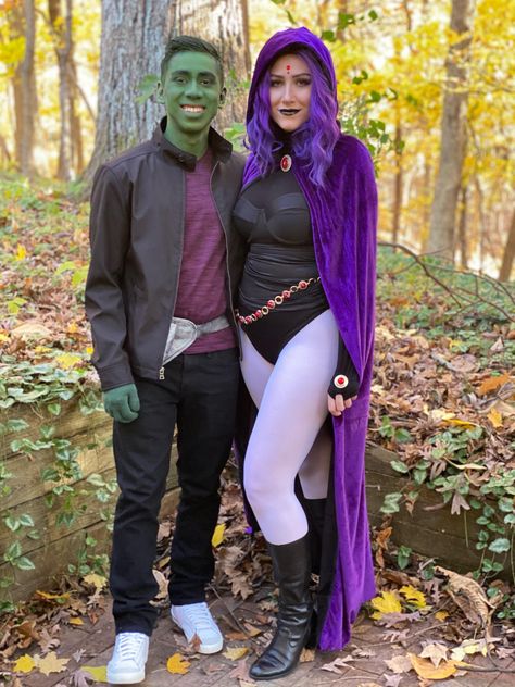 Easy Beast Boy Costume, Robin And Raven Costume, Raven And Beat Boy Costume, Beast Boy And Raven Couples Costume, Beast Boy Halloween Costume, Beast Boy X Raven Costume, Beastboy And Raven Costume, Beastboy Costume, Raven And Beastboy Titans Costume