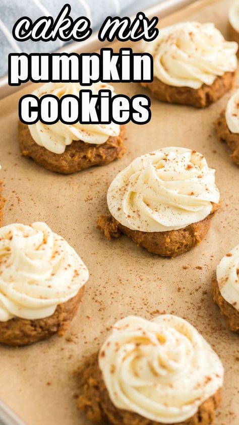 Cookies From Spice Cake Mix Recipes, Pumpkin Cookies Made With Spice Cake, Pumpkin Cookies Using Spice Cake, Spice Cake Box Cookies, Pumpkin Cookies With Spice Cake Mix Easy, Pumpkin Spice Cake Mix Cookies, Thanksgiving Cake Mix Cookies, Spice Cake Pumpkin Cookies, Easy Spice Cake Mix Recipes