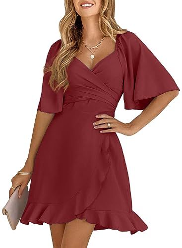 Sleeve Wedding Guest Dress, Easter Dresses For Women, Women Dresses Classy, Flare Sleeve Dress, Party Dress Short, Mini Dresses For Women, Flattering Dresses, Dress With Belt, Feminine Dress