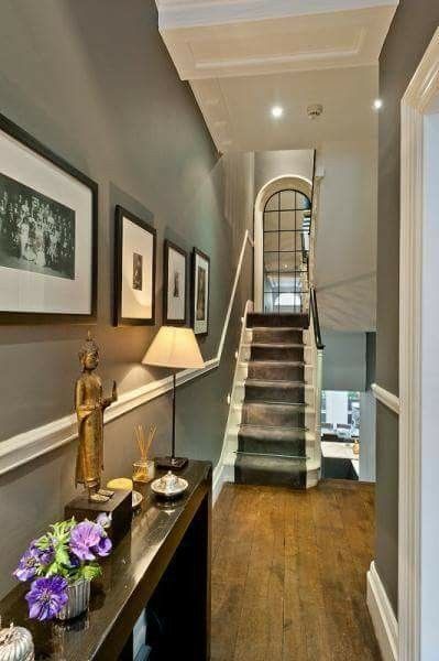 Grey Hallway Paint, Hallway Paint, Hallway Colours, Decor Hallway, Modern Country Style, Hallway Designs, Foyer Decorating, Best Paint Colors, Small Hallways