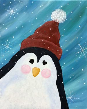 Christmas Easy Painting Ideas, Paint And Sip Christmas, Christmas Paintings Easy, Paint And Sip Studio, Group Painting, Winter Paintings, Mini Toile, Selling Ideas, Christmas Art Projects