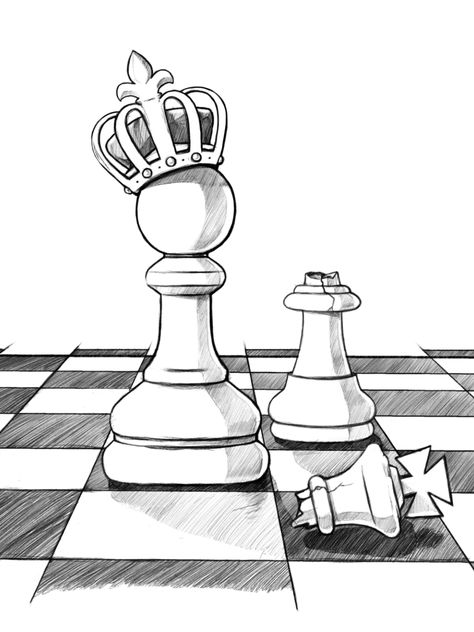 Chess Illustration, Simple Art Drawings, Simple Drawing Ideas, Easy Tattoo, Sketch Simple, King Drawing, Crown Illustration, Cute Monsters Drawings, Crown Drawing