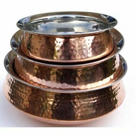 Rustic Traditional Indian Hammered Copper Steel Balti Dish Handi Curry Dish | eBay Kitchen Dish Drainers, Copper Utensils, Vase Holder, Rustic Traditional, Catering Events, Curry Dishes, Copper Pots, Authentic Indian, Wooden Plates