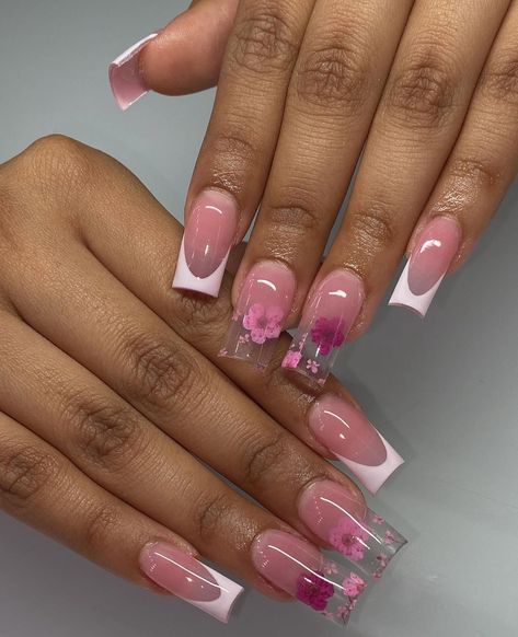 Incapcilated Nails, Short Encapsulated Nails, Frenchie Nails, Nails March, Nails Flowers, Multicolored Nails, Sugar Nails, Encapsulated Nails, Nails Inspired