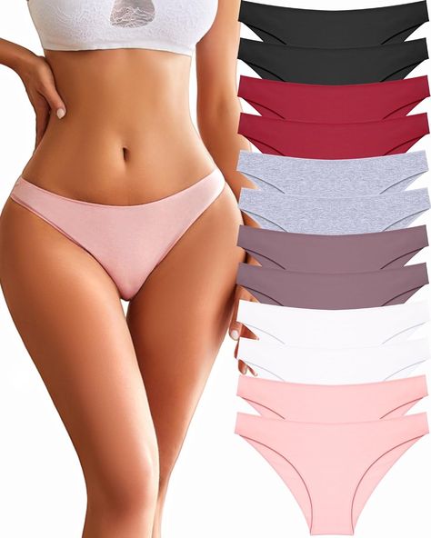 FINETOO 12 Pack Cotton Underwear for Women Cute Low Rise Bikini Panties High Cut Breathable Sexy Hipster Womens Cheeky S-XL Clipboard, High Cut, Low Rise, For Women, Clothes For Women