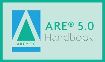 ARE 5.0 features six divisions organized around the progression of a typical architecture project. Exam Guide, Practice Management, Exam Prep, Project Plans, Test Prep, Study Materials, Plan Design, Project Management, Encouragement