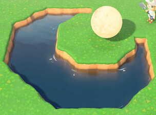 How to Make Shaped Ponds | ACNH - Animal Crossing: New Horizons (Switch)｜Game8 Acnh Star Lake, Butterfly Yard Art, Moon Outline, Lake Animals, Pond Animals, Animal Crossing Villagers, Kinds Of Shapes, New Animal Crossing, Beach Rocks