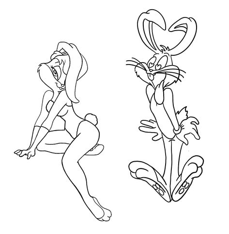 Lola Bunny Drawing, Lola Bunny Tattoo, Lola Tattoo, Bugs Bunny Tattoo, Bugs Bunny And Lola, Bugs And Lola, Petit Tattoo, Doodle Art Flowers, Bunny Tattoos