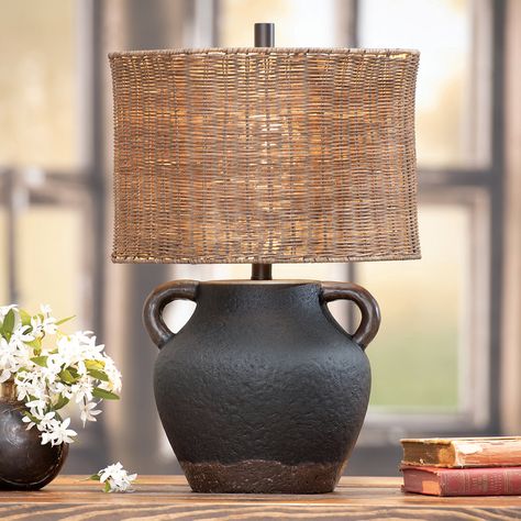 Midnight Lodge Jug Table Lamp Lodge Dining Room, Lodge Living Room, Western Lamps, Luxe Lodge, Basement Decoration, Farmhouse Lamps, House Lamp, Rustic Table Lamps, Black Forest Decor