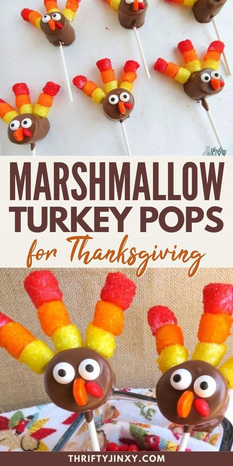 Marshmallow Turkey Pops are fun to make for Thanksgiving! Kids love to help create (and eat) these sweet and colorful Thanksgiving treats. They’re a sweet way to add a little more color to your Thanksgiving table! If you want a flock of marshmallow turkeys as a centerpiece, arrange all your turkey pops into your own turkey bouquet. Thanksgiving Marshmallow, Thanksgiving School Party, Colorful Thanksgiving, Red Hots Candy, Thanksgiving Candy, Thanksgiving School, How To Make Marshmallows, Cake Pop Sticks, Pop Stick