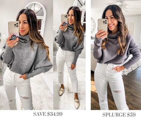 Batwing Sweater Outfit, Oversize Turtleneck, Save Vs Splurge, High Quality Leggings, Batwing Sweater, Everyday Casual Outfits, Us Fashion, Amazon Dresses, Fall Sweater