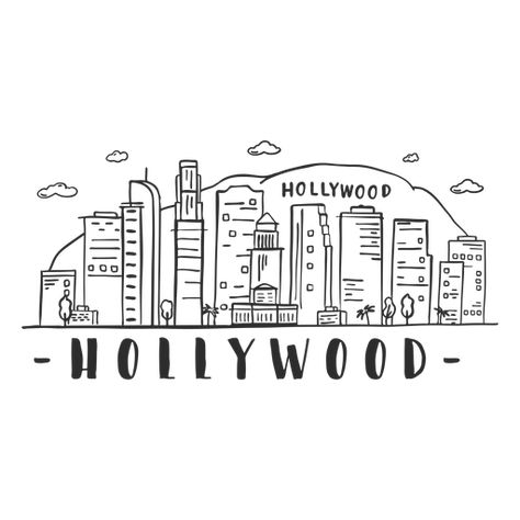 Hollywood Drawing, Mountain Bridge, Sticker Images, Teaching Board, Vegas Skyline, Digital Illustration Tutorial, Cute Easy Paintings, Hollywood Tower, Sticker Png