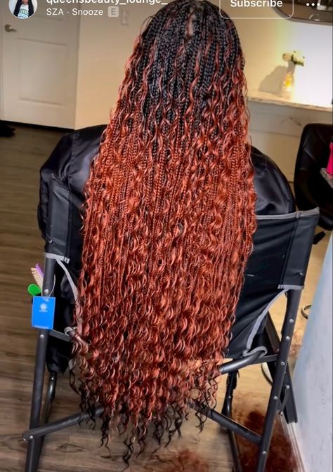 Red Ombre Braids Black Women, Copper Boho Braids, Dark Ginger Braids, Brown Hair Fade, Bday Hairstyles, Black Box Braids, Big Box Braids Hairstyles, Hair Tint, Goddess Braids Hairstyles