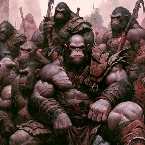 Ape Army by in-the-mind-of-ai on DeviantArt African Superhero, Dark Fiction, Geek Movies, Creature Artwork, Cool Monsters, Fantasy Beasts, Planet Of The Apes, Mythological Creatures, Tarzan