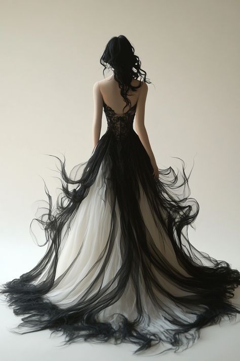 Fairytale Black Dress, Fairytale Prom Dress Aesthetic, Black Swan Wedding Dress, Black Fairytale Dress, Black Fantasy Gown, Black Princess Gown, Dark Gown, Black Bridal Dresses, Gown Aesthetic