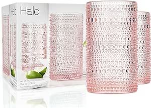 Pink Drinking Glasses, Crystal Drinking Glasses, Pink Wine Glasses, Drinking Glasses Set, Pink Glassware, Glassware Drinking, Cocktail Glassware, Glasses Drinking, Halo Setting