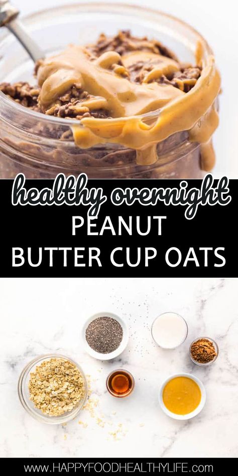 Overnight Peanut Butter Oats, Reeses Overnight Oats Recipe, Peanut Butter Overnight Oats Recipe, Reese Cup Overnight Oats, Peanut Overnight Oats Healthy, Overnight Oats With Peanut Butter, Refrigerator Oats, Reeses Overnight Oats, Crunchy Overnight Oats