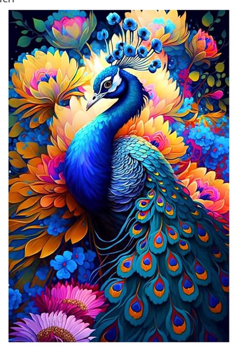 Brain Exercises, Wash Painting, Diamond Art Kits, Peacock Wall Art, Puzzles For Adults, Peacock Painting, Peacock Art, Gems Art, Indian Folk Art