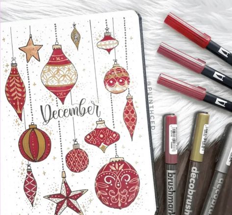 Monthly Doodles, December Bullet Journal Ideas, Bullet Journal Weekly Spread Layout, December Bujo, Bujo Monthly Spread, Artist Hue, Bullet Journal Christmas, December Bullet Journal, Bullet Journal Spreads