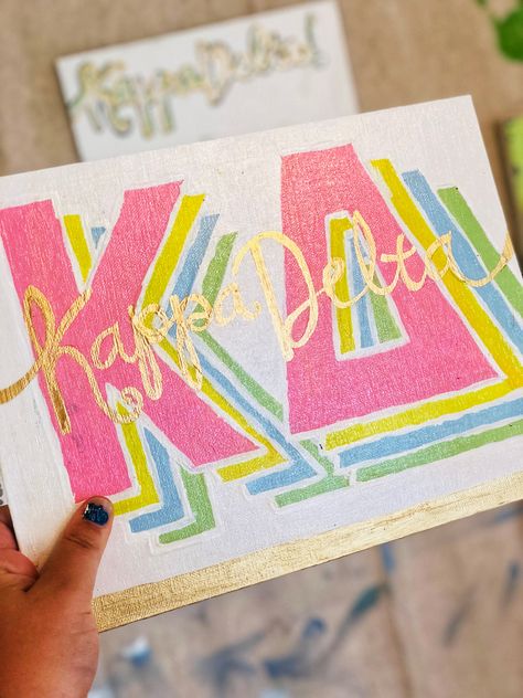 #kappa #delta #sorority #big #little #KD #kappaDelta Sorority Canvas Kappa Delta, Big Lil Canvases, Kappa Delta Big Little Basket, Gifts For Little Sorority, Kappa Alpha Theta Painting, Delta Zeta Canvas Painting, Delta Gamma Paintings, Big Little Basket Ideas Sorority Crafts, Kd Painting