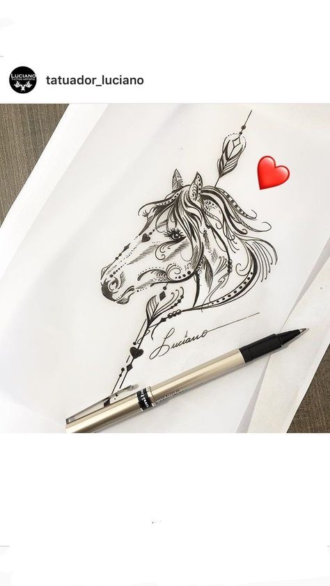 Tattoo Ideas Horse, Horse Tattoo Ideas, Horse Tattoos, Horse Tattoo Design, Diy Tattoo Permanent, Unicorn Tattoos, Initial Tattoo, Tattoos Skull, Horse Horse