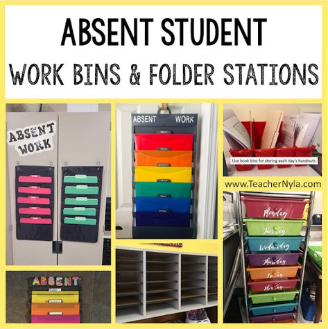 Absent Bin Classroom, Absent Student Organization, Student Absent Work, Make Up Work For Absent Students, Folder Organization Student, Organizing Student Work, Absent Work Organization Elementary, Absent Folders Classroom, Absent Student System