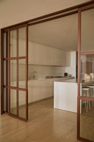 Zara Home Sofa, Kitchen Glass Door Design, Kitchen Sliding Doors, Concrete Stool, Housing Ideas, Misha Nonoo, Miami Houses, Office Guest Room, Sliding Glass Doors