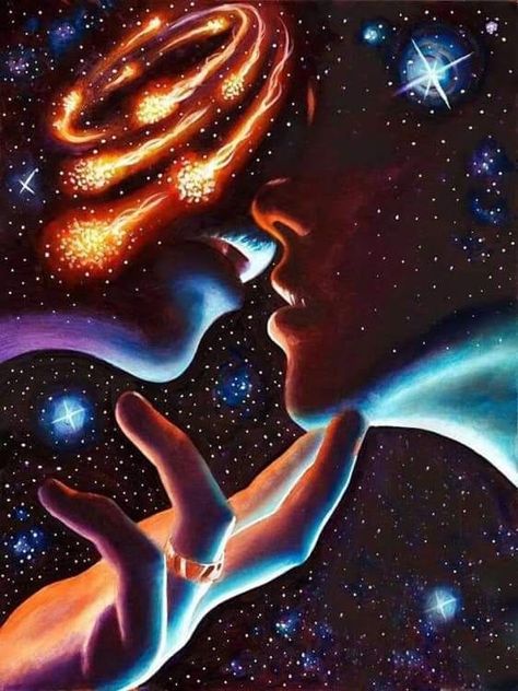 Art Galaxie, Art Spatial, Flame Art, Charcoal Drawings, Galaxy Art, Twin Flames, Dope Art, Visionary Art, Romantic Art