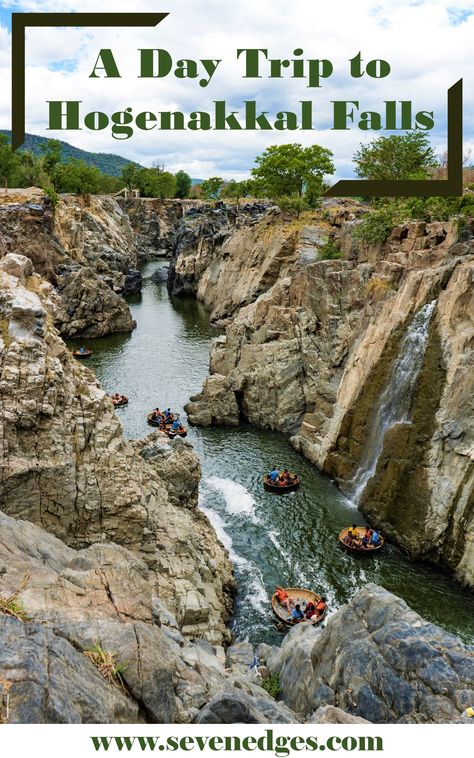 Magnificent rock formation on the river Kaveri makes this place a tourism spot and a must visit place in South India. ## Hogenakkal Falls is located in Dharmapuri district in Tamil Nadu and 180 km from Bangalore, Karnataka. ## You can have a Coracle ride at hogenakkal Falls. #falls #waterfalls #hogenakkal #hogenakkalfalls #india Hogenakkal Falls, India Tourism, Bucket Lists, South India, Trip Ideas, Tamil Nadu, Bangalore, Niagara Falls, Day Trip