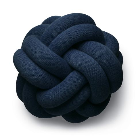 '“I’ve always been attracted to strange and unique things,” says Ragnheiður Ösp Sigurðardóttir as she explains how she developed her Knot Pillow (2011). “I try to create unusual designs, products that are unpredictable and that make people curious.” This piece started as an experiment with tubular knitting and ended with a knot pillow that''s not like any other. Made in Lithuania.'  Navy Decorative Pillows: Knot Pillow. Royal Blue Couch, Knot Cushion, Design House Stockholm, Blue Couches, Knot Pillow, Comfy Pillows, Modern Throw Pillows, Miami Design, Master Bedding