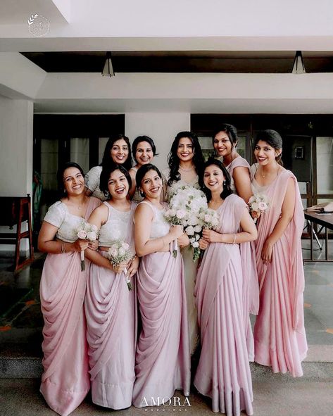 Indian Christian Wedding Bridesmaids, Indian Bride Maids Outfits, South Indian Bridesmaids Saree, Bridesmaid Saree Color Schemes, South Indian Bridesmaids Outfits, Indian Bridesmaids Saree, Bridesmaid Indian Outfits, Indian Bridesmaid Outfit, Poruwa Ceremony