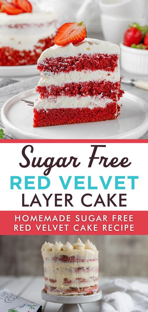 Red Velvet Keto Cake, Sugar Free Red Velvet Cake, Sugar Free Cake Recipes For Diabetics, No Sugar Cake Recipe, Cake For Diabetics Recipe, Sugar Free Red Velvet Cake Recipe, Sugar Free Cake Mix Recipes, Healthy Red Velvet Cake, Low Sugar Cake