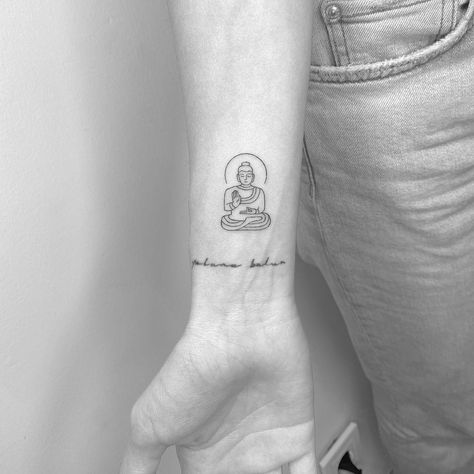 245+ Best Yoga Tattoos Designs and Ideas (2023) - TattoosBoyGirl Small Buddha Tattoo, Buddhist Tattoo Sleeve, Tattoo Buddha, Buddhism Tattoo, Buda Tattoo, Meditation Tattoo, Hamsa Hand Tattoo, Buddhist Tattoo, Yoga Tattoos