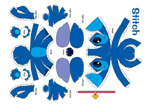 Papercraft Pokemon, Disney Paper Dolls, Stitch Ears, Stitch Coloring Pages, Origami And Kirigami, Paper Toys Template, Lilo Y Stitch, Lilo Et Stitch, Papercraft Templates