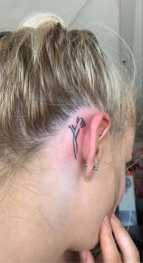 Snowdrop Flower Tattoo Behind Ear, January Birth Month Tattoo, Tattoos For January Birthday, January Symbols Tattoo, Carnation Flower Tattoo Behind Ear, January Birthday Tattoo, January Tattoo Ideas Birth Month, January Birth Flower Tattoo Ideas, Snow Drop Tattoo