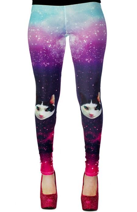 5 Bold Gifts for the Hardcore Cat Ladies in the House Galaxy Print Leggings, Cats In Space, Space Leggings, Goth Harajuku, Cat Leggings, Galaxy Print, Fashion Victim, Play Dress, Crazy Cat