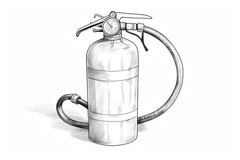 How to Draw a Fire Extinguisher - Yonderoo Fire Extinguisher Drawing, Fire Extinguisher Art Graphics, Fire Extinguisher Checklist, Drawing Stand, Fire Extinguisher Types, Sketching Tools, Isometric Drawing, Master Drawing, Pencil Eraser