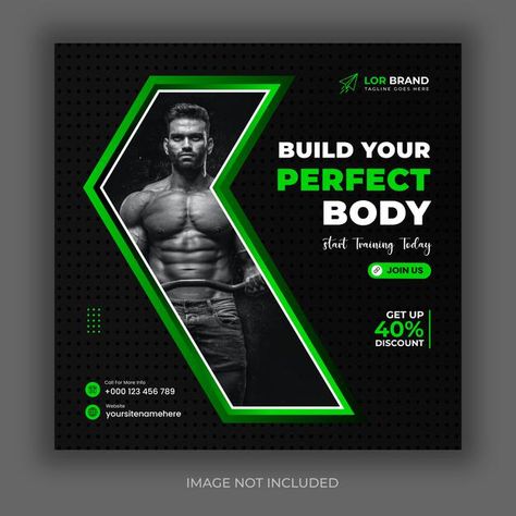 Crossfit Poster Design, Gym Promotion Poster, Gym Design Poster, Gym Poster Design Banner Template, Gym Offer Poster Design, Crossfit Graphic Design, Gym Post Design, Fitness Poster Design, Gym Poster Design