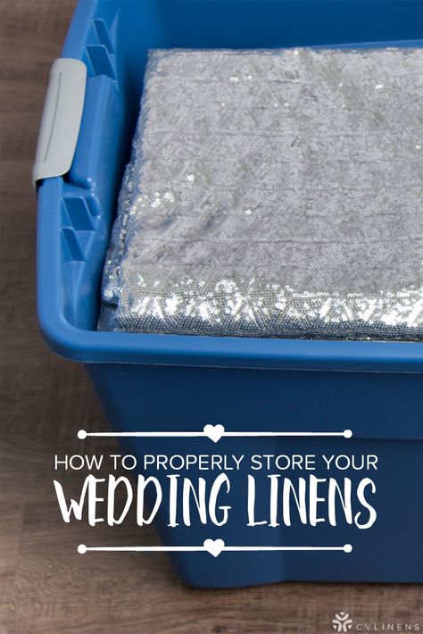 How to effectively store your wedding and event linens! Make sure you take these steps if you plan to resell or reuse them in the future. Storage For Tablecloths, Event Planning Storage Ideas, Storing Table Linens, How To Store Table Linens, Event Planner Storage Ideas, Tablecloth Storage, Linens Storage, Table Linens Wedding, Planner Storage