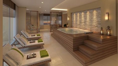 Jaccuzi Room Ideas, Indoor Spa Jacuzzi, Jacuzzi Design Indoor, Jacuzzi And Sauna Indoor, Sauna Jacuzzi Room, Indoor Spa Room Jacuzzi, Jacuzzi Indoor Ideas, Basement Jacuzzi, Home Jacuzzi Indoor