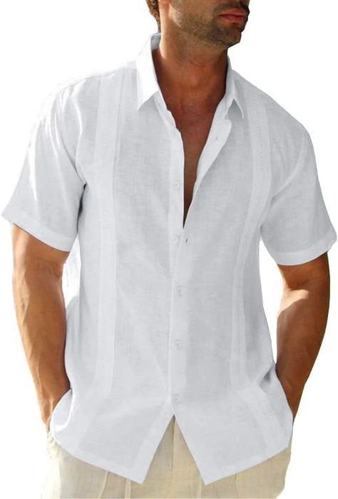 Mens Products, Cuban Shirts, Camp Shirts, Guayabera Shirt, Button Down Short Sleeve, Formal Suits, Short Sleeve Shirts, Beach Tops, Mens Style