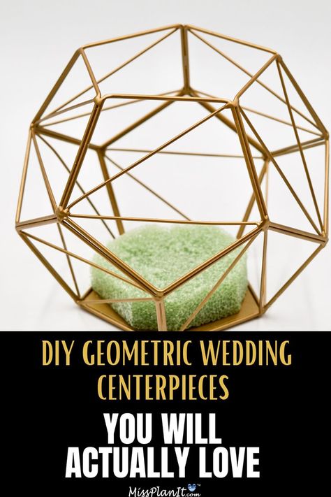 Gold Centerpieces Diy, Geometric Wedding Centerpieces, Geometric Terrarium Centerpiece, Teal Gold Wedding, Budget Wedding Centerpieces, Budget Centerpieces, Geometric Terrarium Wedding, Cheap Centerpieces, Flower Centerpieces Diy