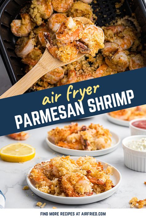 Parmesan Crusted Shrimp, Air Fryer Parmesan Shrimp Recipes, Air Fryer Shrimp Toast, Perfect Air Fryer Shrimp, Panko Crusted Shrimp Air Fryer, Air Fryer Breaded Shrimp Frozen, Shrimp Parmesan, Breaded Shrimp, Yummy Seafood